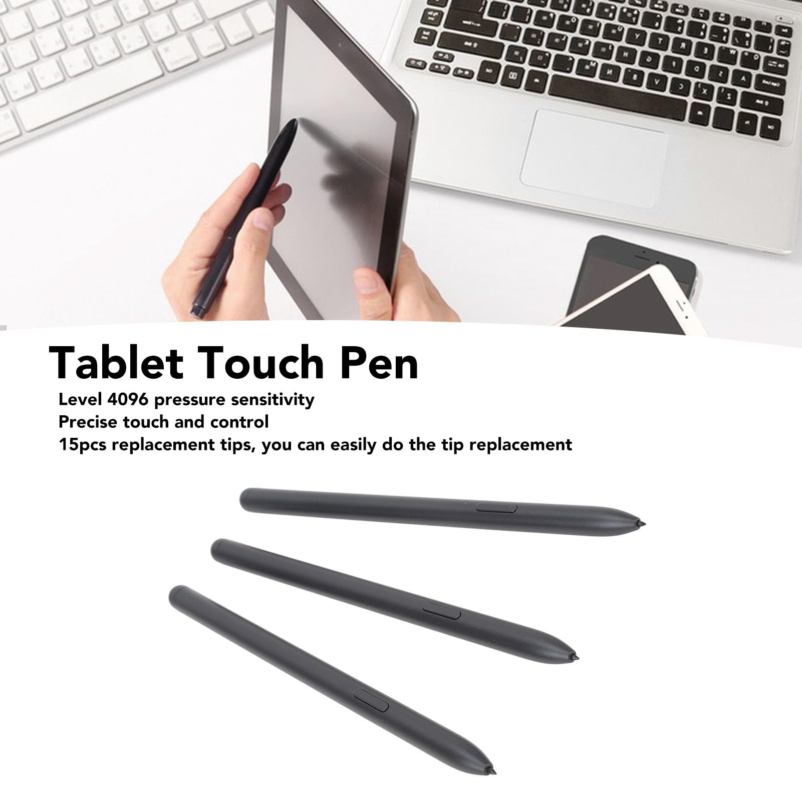 Generic Lápiz Táctil de Alta Sensibilidad de 3 Piezas con 15 Puntas de Repuesto para Tab S8 S8+ Plus Ultra para Mejorar el Dibujo y el Aprendizaje