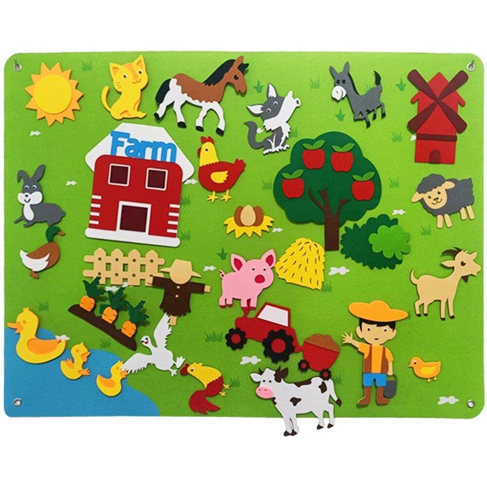 Juguetes De Pizarra De Tablero De Fieltro para Niños Montessori Board Board De Historia del Océano Insecto Animal Patrón De Dibujos Animados Preescolar Juguete Interactive Interactive