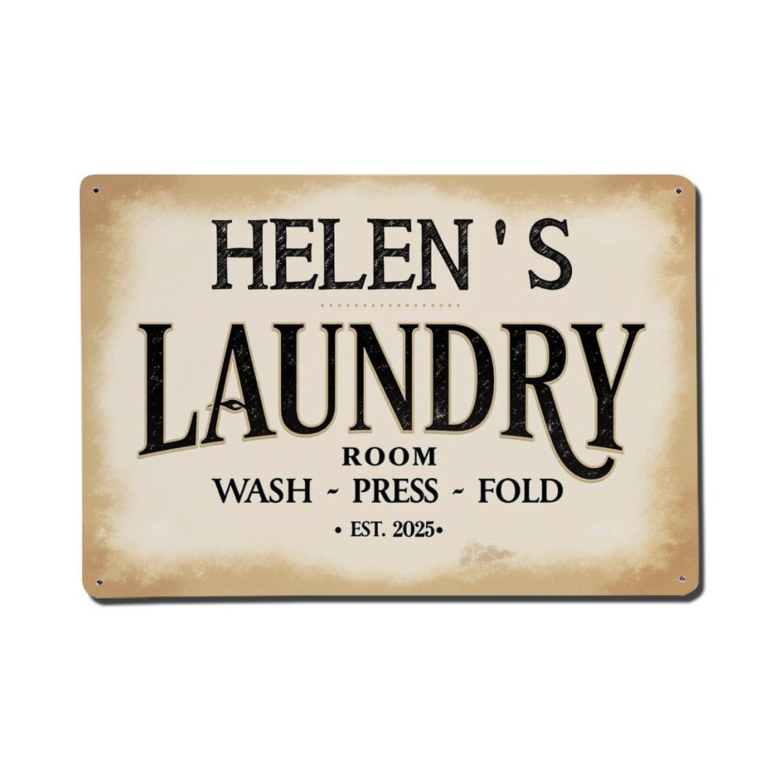 Laundry Room Sign With Name Tin Sign Vintage Metal Poster, Home Bar Garage Man Cave Cafe Indoor & Outdoor Wall Decoration 8x12Inches