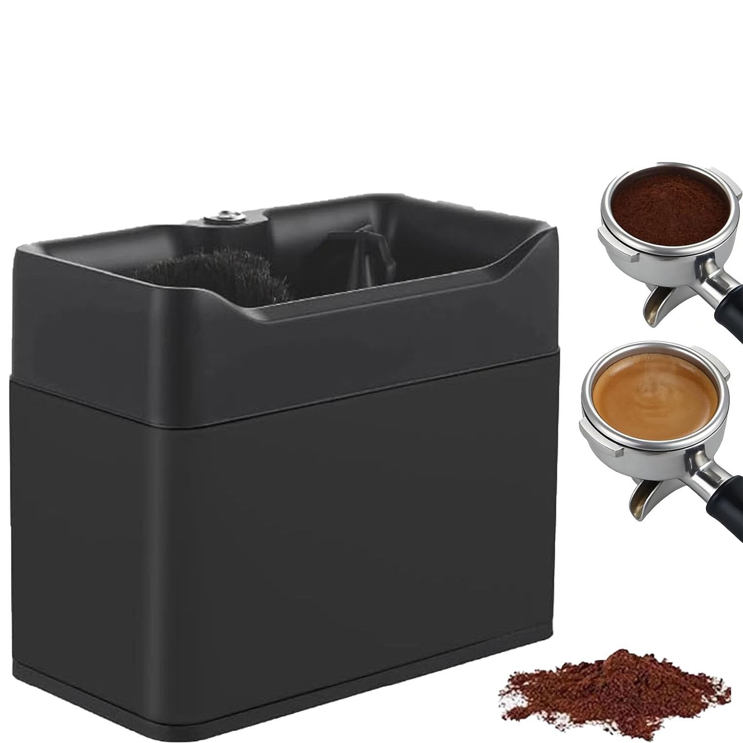 DUMIPME Electric Portafilter Cleaner, 340 RPM Stainless Steel Espresso Coffee Basket Cleaning Machine, Automatic Coffee Handle Cleaner for Cafe, Restaurant, Bar & Home Kitchen Use Black