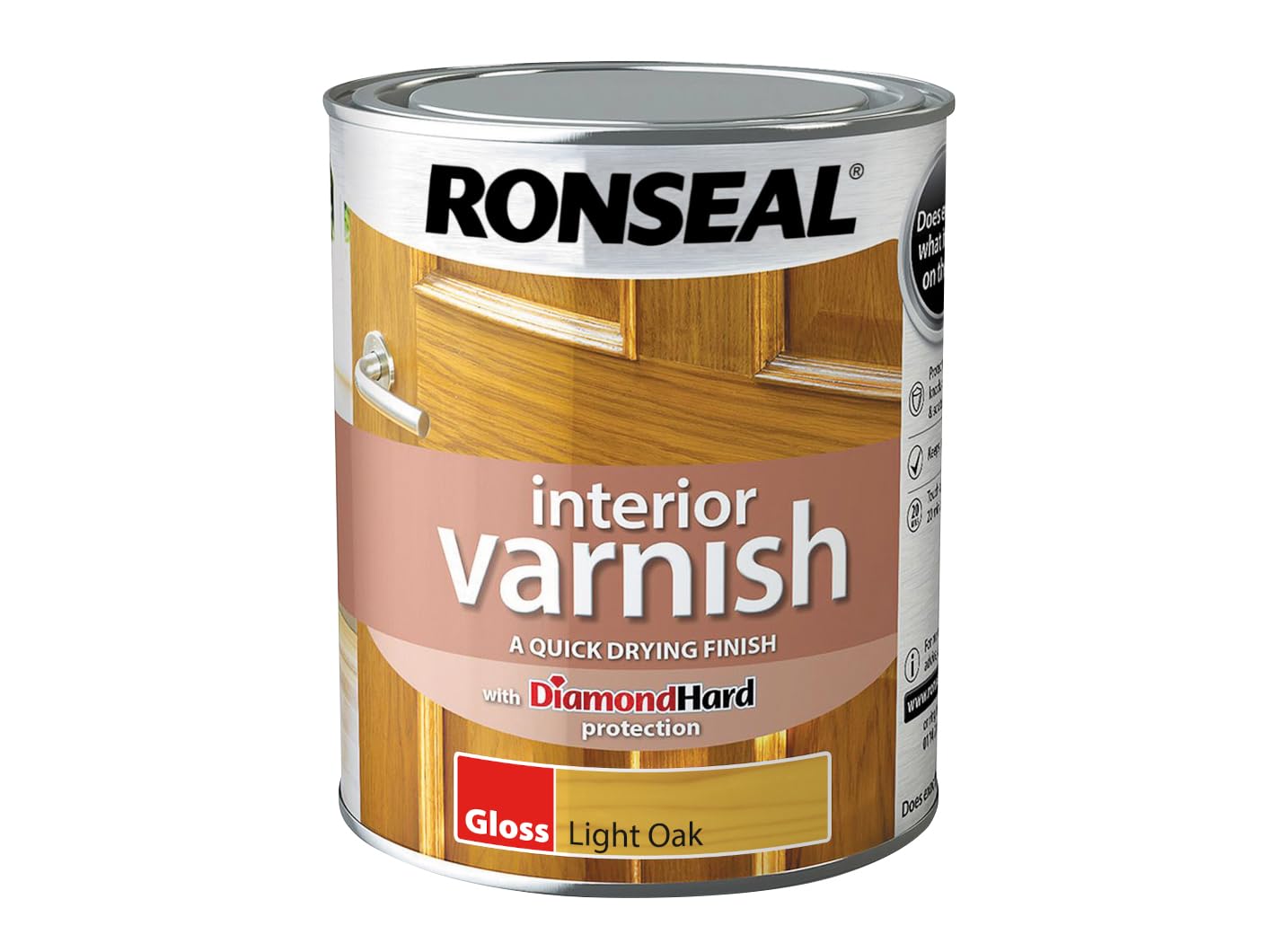 Ronseal Light 39431 Interior Varnish Quick Dry Gloss Oak Gloss 750Ml