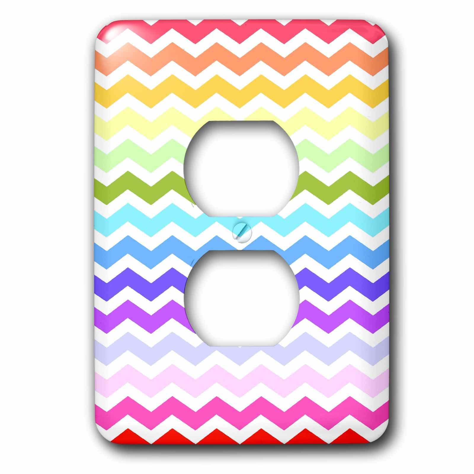 Rainbow chevron zig zag stripes cache prise double pour décoration murale colorée 3drose