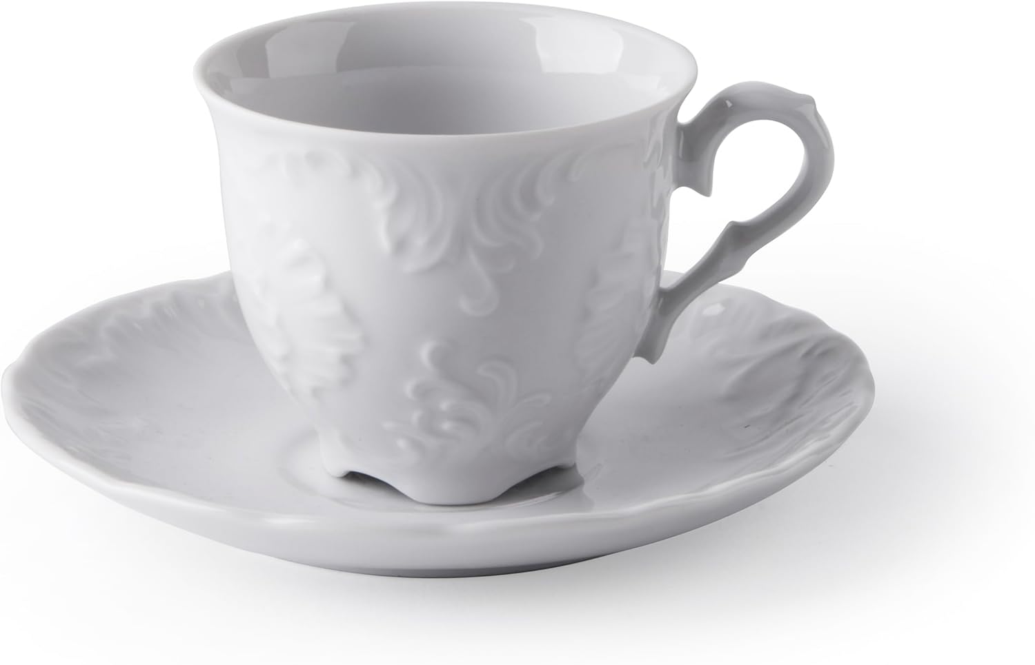 Excèlsa "Elisa Rococo' White Coffee Cup & Saucer