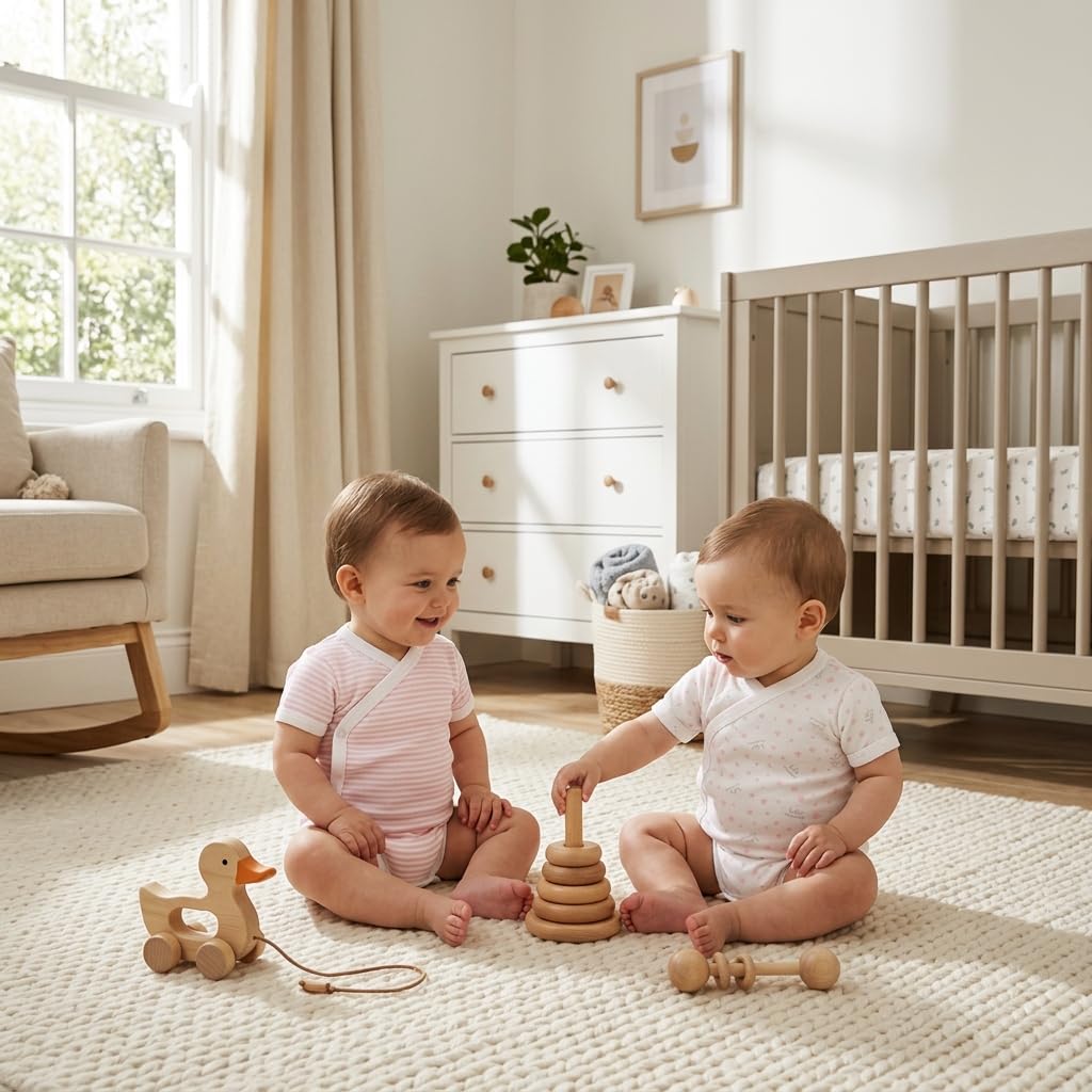 BABIDU | Pack 4 Bodys Bebé Abertura Hombro Manga Corta Algodón 100% Suave Transpirable, Body Recién Nacido Unisex Primera Puesta Niño y Niña, Ideal para Uso Diario y Piel Sensible