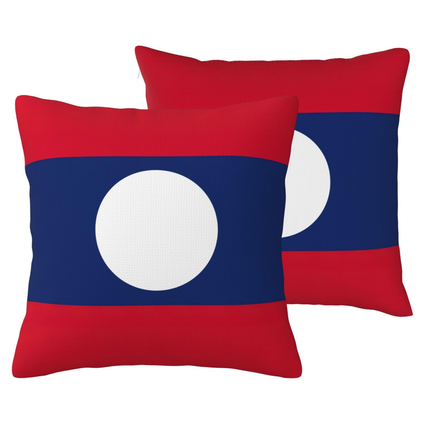 Housse de coussin Laos lot de 2 taies décoratives lin pour lit et canapé