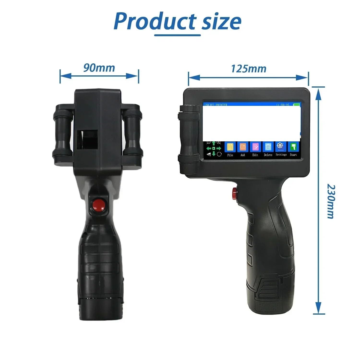 Stampante portatile da 12,7 mm, stampante a getto d'inchiostro portatile senza inchiostro, stampante for etichette con, codice a barre, numero di, data