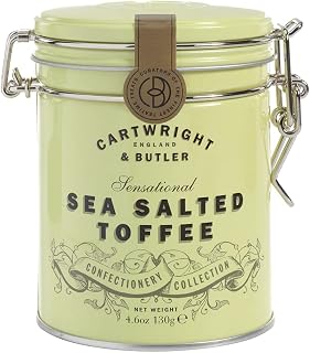 Cartwright & Butler Sea Salted Toffees Tin, Buttery And Chewy Toffee, 130g (Pack Of 1)