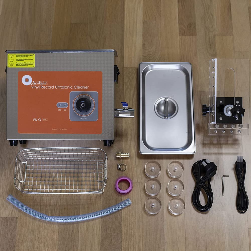 Pulitore ad ultrasuoni per dischi in vinile da 4 litri, lavadischi da 12 pollici, stendibiancheria per dischi ad ultrasuoni da 140 W, macchina per la pulizia dei dischi in vinile Timer 1-60 minuti