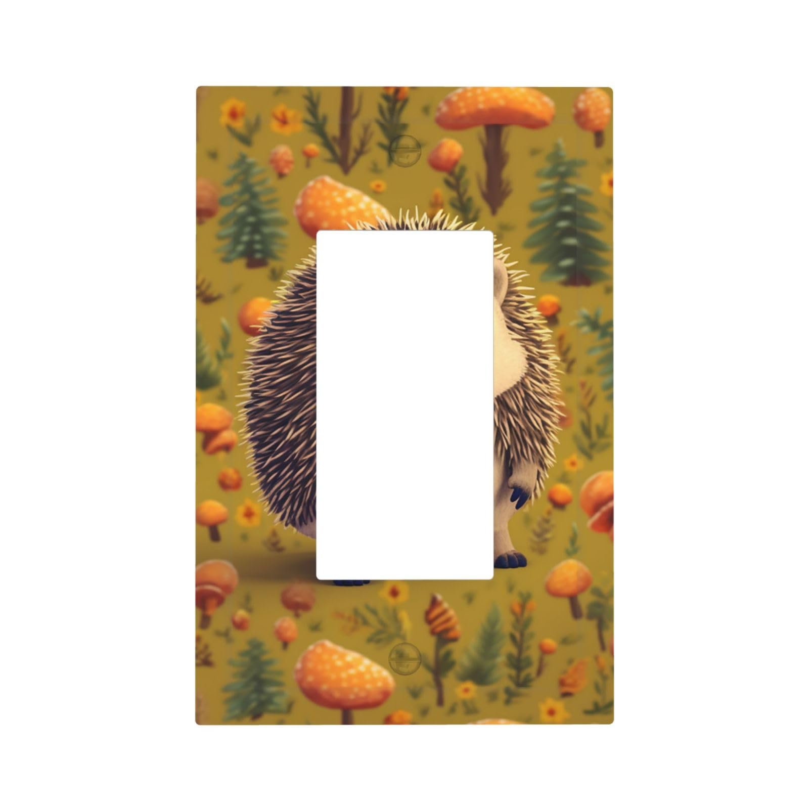 1-Gang Decorator Wall Plate Hedgehog Light Switch Cover Single Gang Receptacle Outlet Wall Plate Mid Size 5" x 3" Wallplate Unbreakable Polycarbonate Outlet Faceplates Covers
