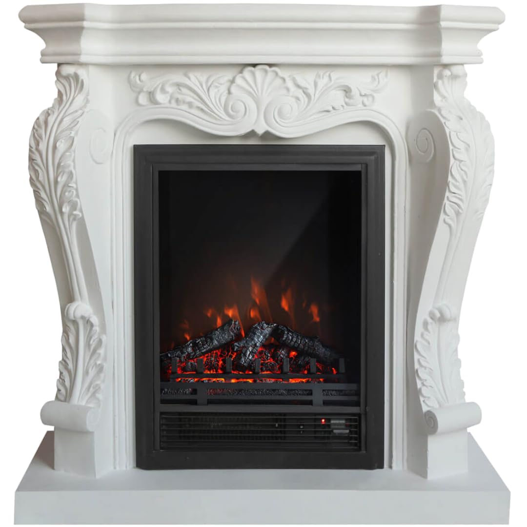 abc HOME | Elektrischer Kamin | Barockstil | Fernbedienung | Heizfunktion | realistische Flamme