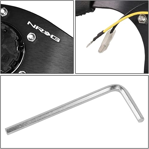 Miniatura 5 de NRG Innovations RST-024-MB-R-Y - Volante de gamuza de 12.598 in, 3 radios, con botón de bocina, patrón de pernos de 0.236 x 2.756 in, rayas