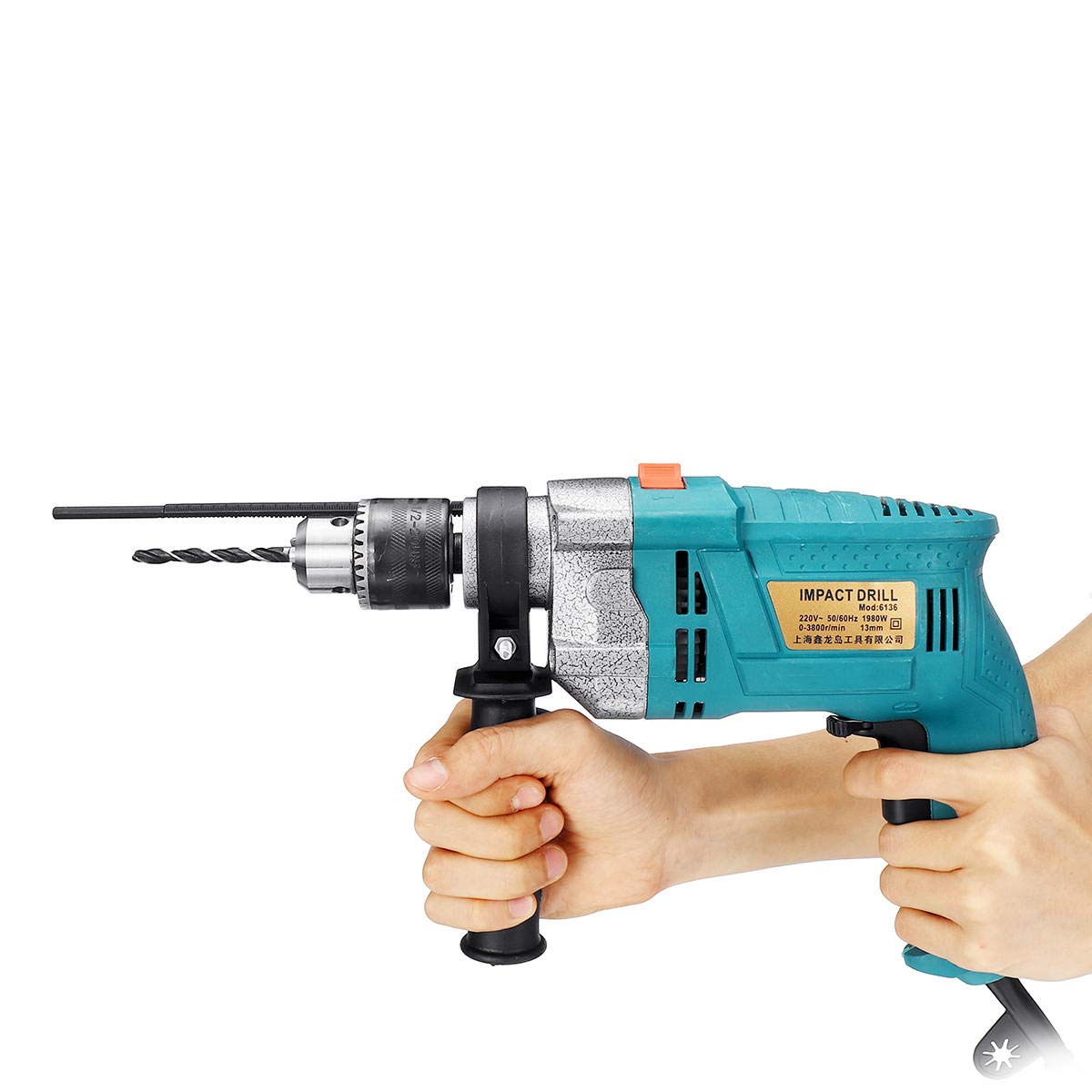 Sdydsge One Color Drill， 32Pcs Set 1980W 3800Rpm Electric Impact Drill Screwdriver Household Flat Grinding