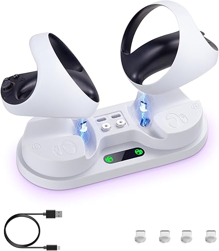 Estación de carga para PSVR 2, cargador rápido dual para controlador de detección PS VR2, base de carga para accesorios Play-Station VR2 con