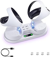 Charging Station for PSVR 2, Dual Fast Charger for PS VR2 Sense Controller, Charging Dock for Play-Station VR2 Accessories with LED Indicator, 4 Magnetic Connectors & Type-C Cable