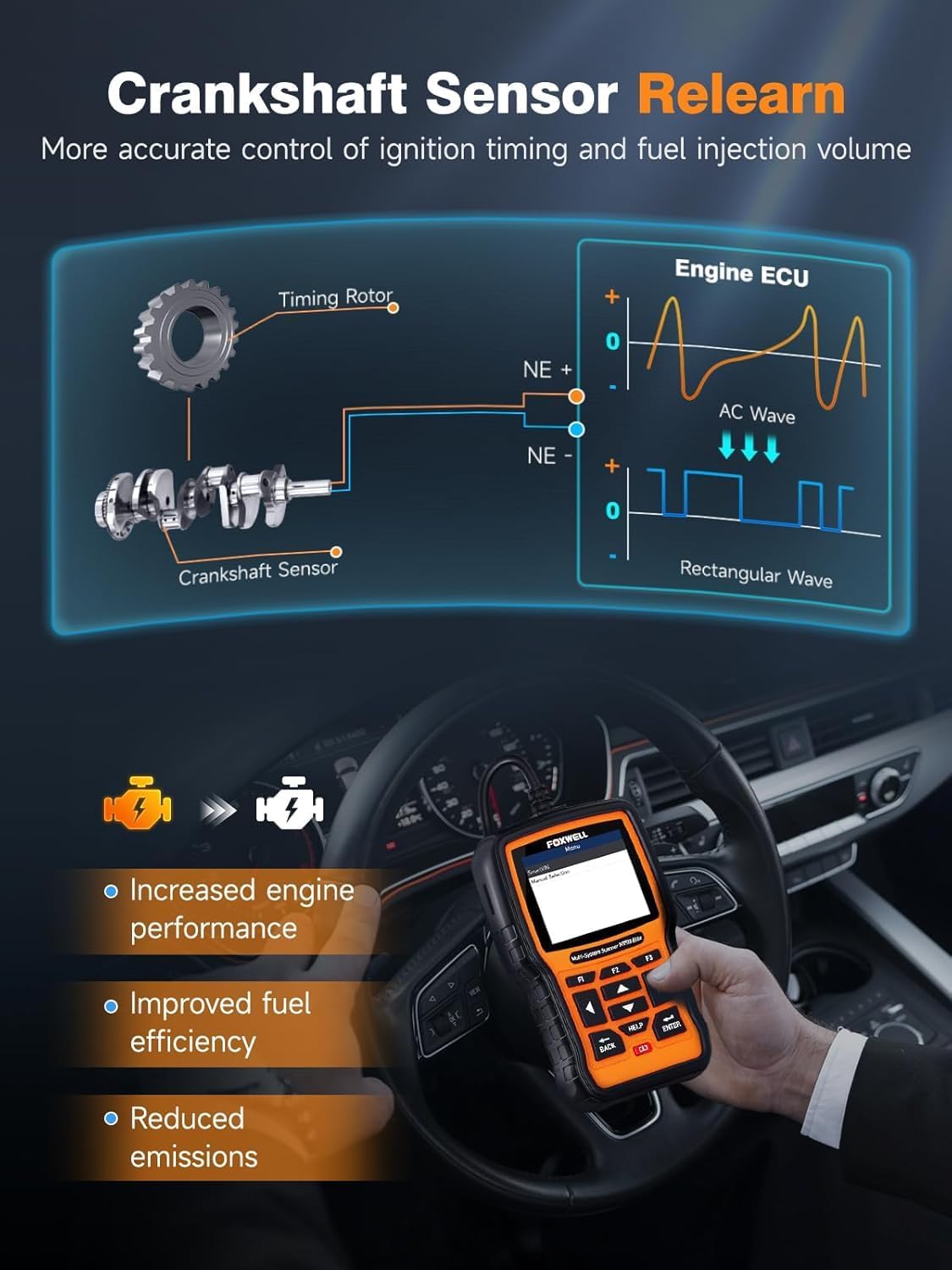 FOXWELL NT510 Elite fit for GM OBD2 Scanner, Bi-Directional All System Engine ABS SRS Diagnostic Scan Tool Code Reader for Chevrolet Cadillac GMC, All Reset Oil EPB TPS ABS Bleeding Crankshaft Relearn