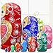 K&L King&Light 10pcs R Heart-Shaped Pattern Wooden Nesting Toys Russian Dolls Matryoshka Stacking Dolls