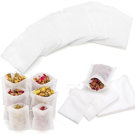 Disposable Tea Bags for Brewing Loose Leaf Loose, Sage Green, 3 Sizes...