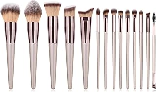 9/14 st Champagne Makeup Borstar Set for Kvinnor Foundation Powder Blush Ögonskugga Blandning Sminkborstar Skönhet Kosmetiska Verktyg