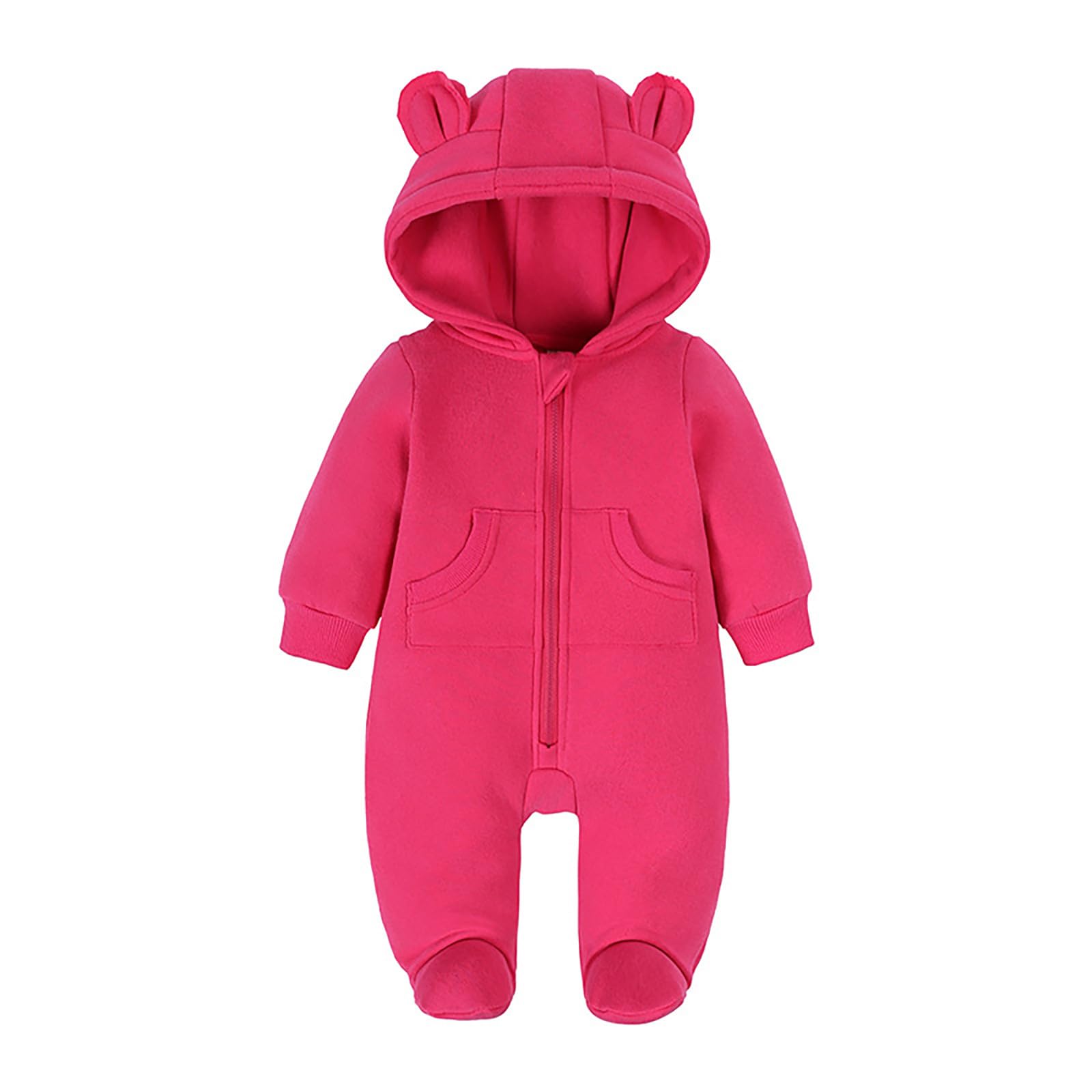Bébé Combinaison avec Capuche,Bébé Animal À Capuche Hiver Barboteuse Enfant Veste Fille Doudoune Mixte Pull Manteaux d'hiver Épais Combi Pieds en Molleton