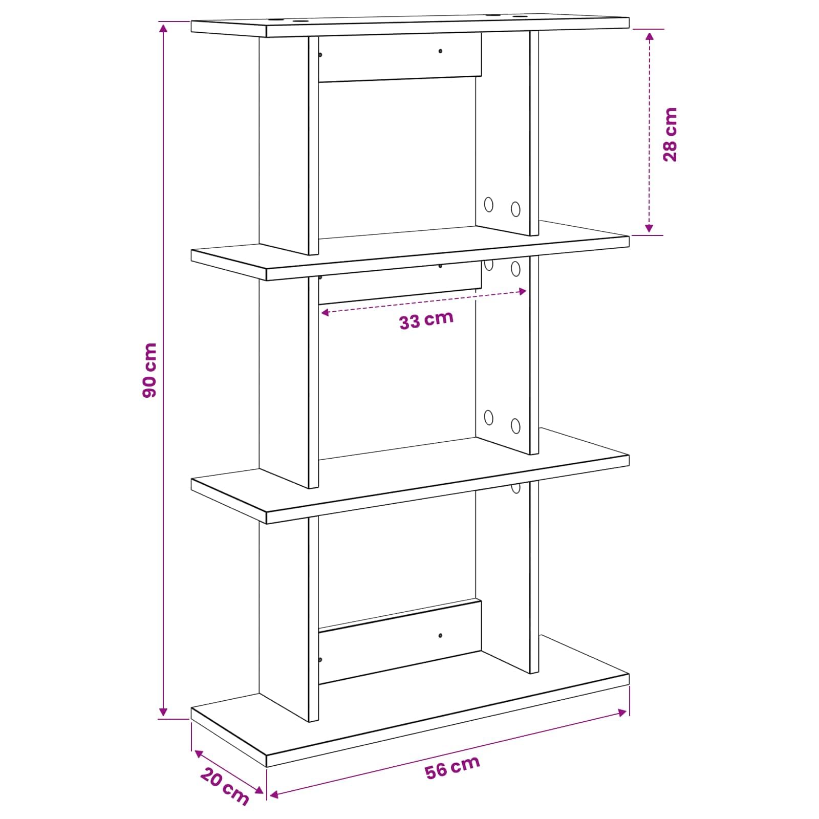 Wandregal Wandhalterung Weiß aus Holzwerkstoff 56 x 20 x 90 cm, platzsparendes Hängeboard mit viel Stauraum für Wohnzimmer, Schlafzimmer, Küche, Bad und Büro