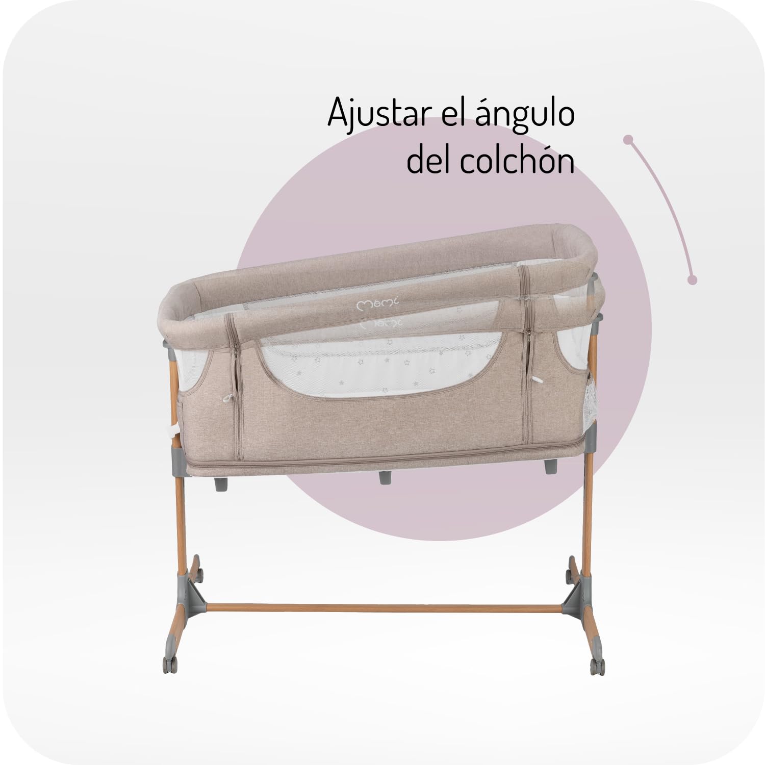 Momi La Cuna Smart Bed multifunción 4 en 1, Cuna colecho y Parque, para niños de hasta 15 kg, con Ajuste de Altura de 5 Posiciones, con colchón, Correas de sujeción y Ruedas