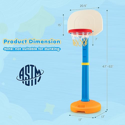 Miniatura 3 de Soporte de baloncesto para niños de HOMGX, juego de baloncesto de puntuación fácil con altura ajustable, soporte de baloncesto para deportes de