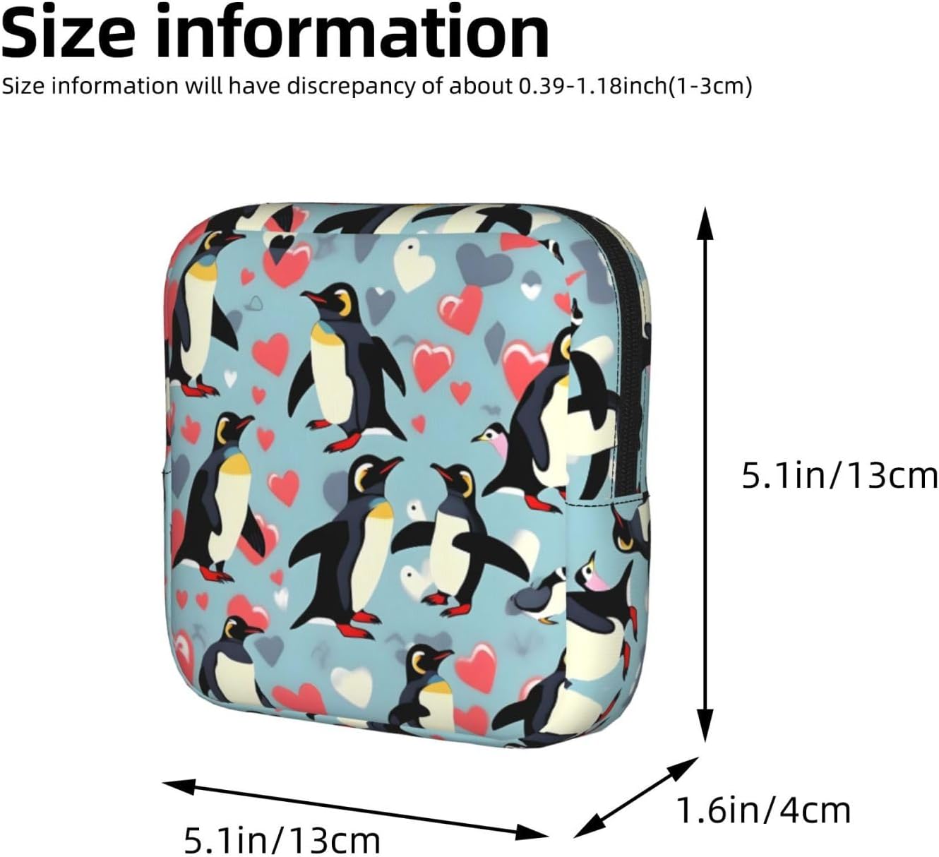 I Love Penguins Print Women Period Bag Sanitary Pouch Portable Pad Pouch Tampon Holder Small Zipper Pouch Storage Bag