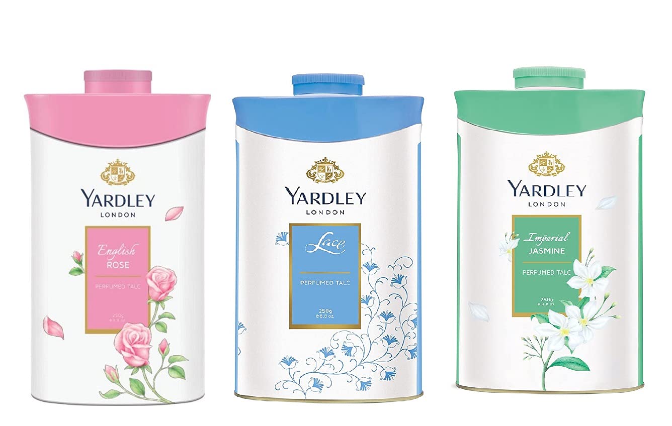 SSR Yardley London English Roses with Lace and Imperial Jasmine Talcum Powder for Women 250g pack of 3pc