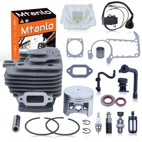 Mtanlo 49mm Cylinder Piston Kit, Piston Needle Bearing, Ignition Coil, Spark Plug, Decompression Valve, Air Filter, Intake Boot For Stihl MS361 Ignition Coil Spark Plug 1135 020 1202