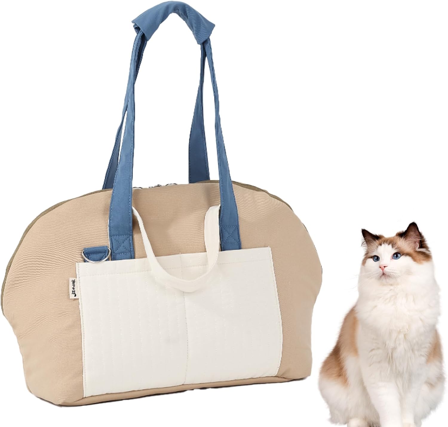 Small Dog Carrier Purse, Soft Fluffy Pet Carrier Tote Cat Carrier with Secure Harness Clip and Removable Pad, Woman Style Pet Travel Handbag（Green）