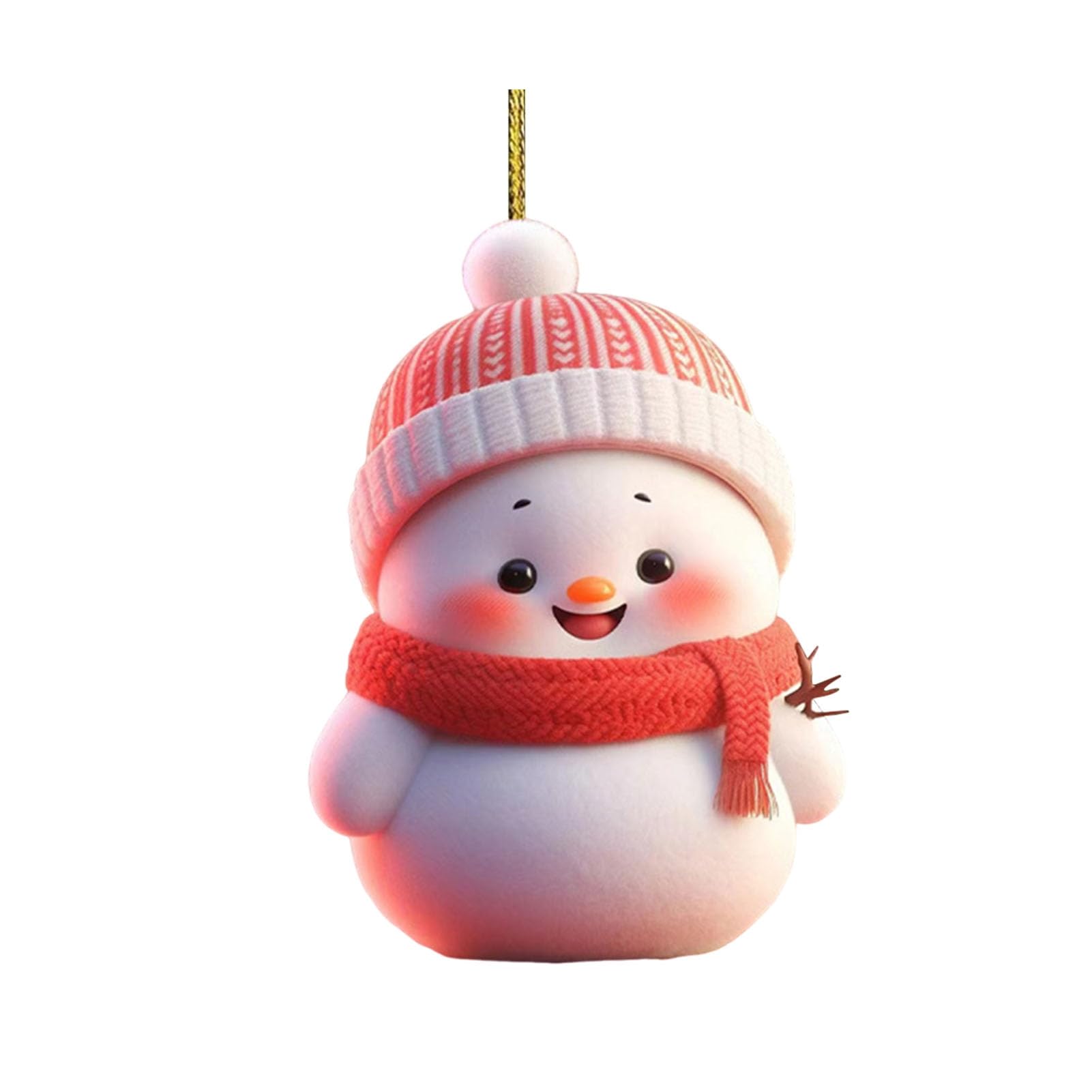 Christmas Ornament 2D Cartoon Snowman Shape Hanging Decoration with Lanyard Festive Atmosphere Christmas Decor for Tree A
