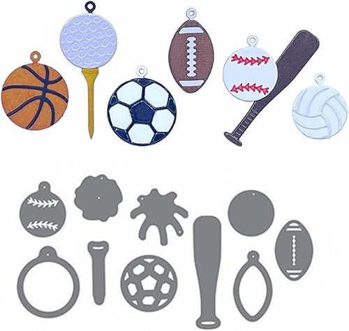 Briartw Juegos de pelota de baloncesto fútbol béisbol golf rugby tenis de corte de metal juego de troqueles de bricolaje para álbumes de recortes