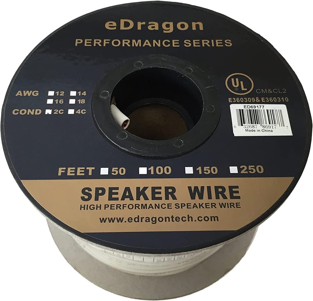 100 Feet 12AWG Enhanced Loud Oxygen-Free Copper Speaker Wire Cable, CNE62270