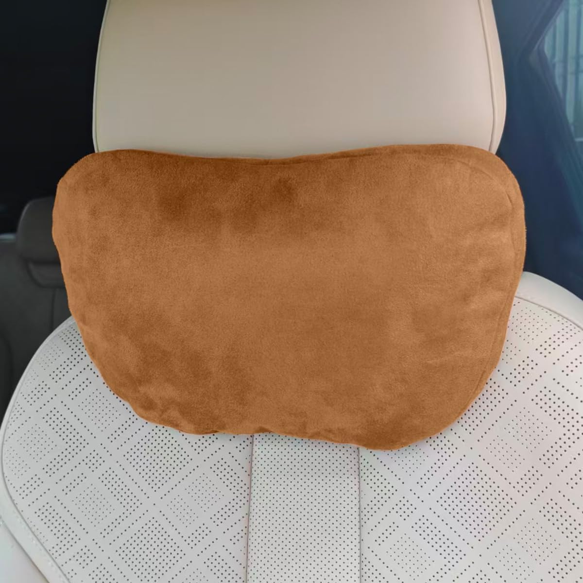 Car Headrest Pillow, Soft Breathable Suede Car Seat Neck Support Pillow for Comfortable Driving, Ergonomic Design Vehicle Head Protection Cushion for Most Cars(Black)