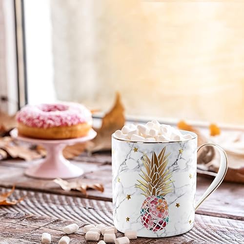 Vista 61 de WAVEYU Taza de cerámica para mujeres y mamá, bonita taza de café y agua para el día de la madre de parte de hija e hijo para oficina en casa, taza