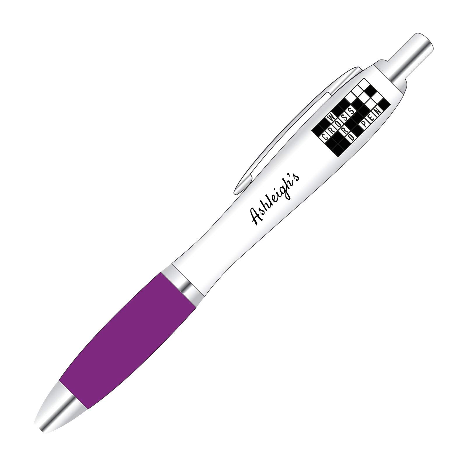 You Personalise Personalised Puzzle theme Contour Pen *CROSSWORD * - 1 Line of printed text PURPLE GRIP — image 1
