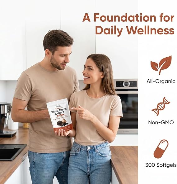 estella Fermented Black Garlic Extract, 90-Day Matured with S-Allyl Cysteine, Odorless Garlic Supplement for Daily Digestive Balance, Vegetarian, All-Natural, Non-GMO, 300 Softgels(1pcs)