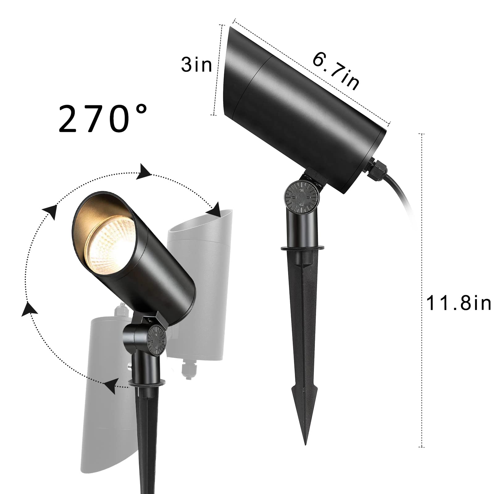 30W LED Spot Lights Outdoor, 120V Dusk to Dawn 3000K Warm White 3000LM Ultra Bright Landscape Spotlights with Photocell Sensor IP65 Waterproof for Yard Christmas Tree Flag Pole Path, 5.9 FT Cord