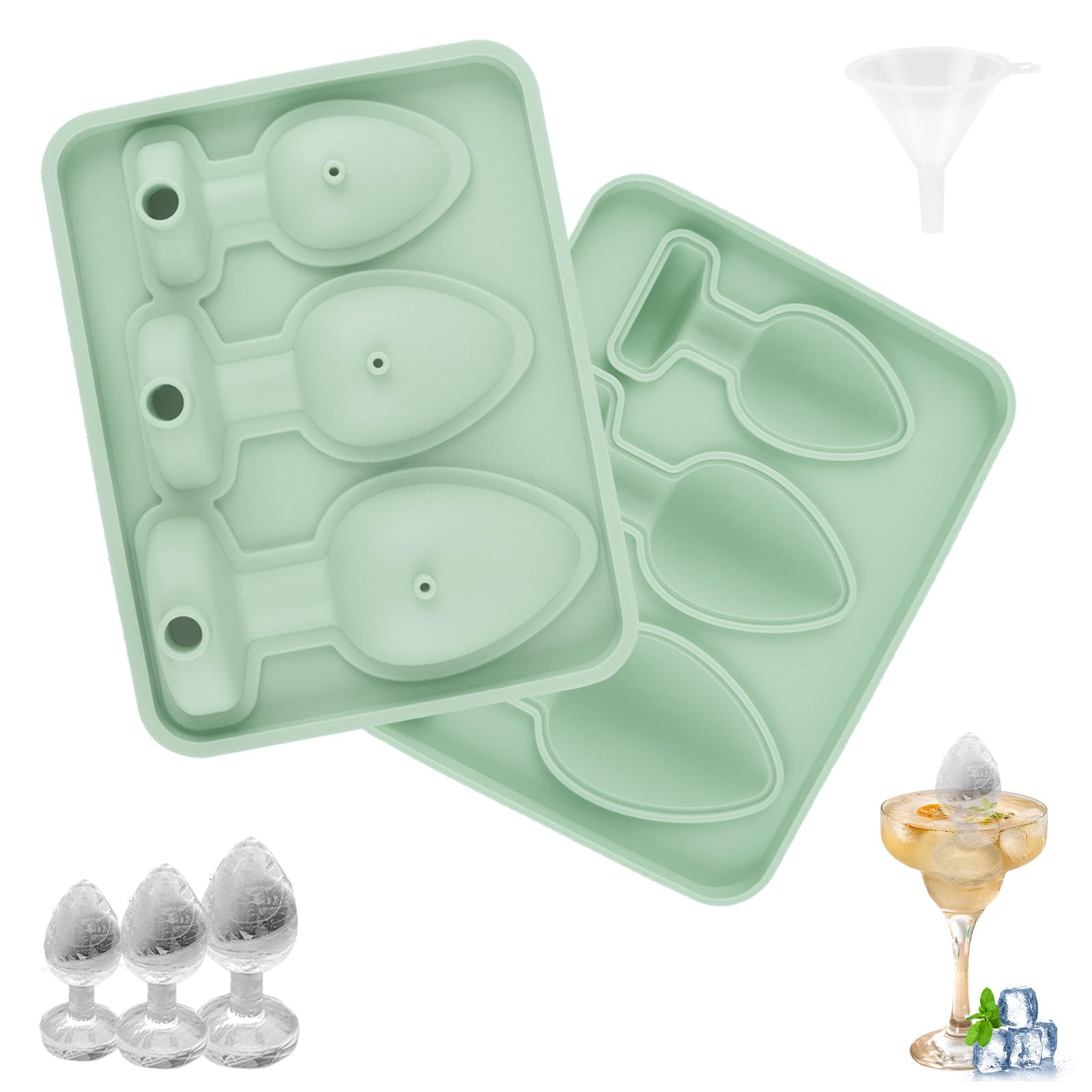 FePen Silicone Ice Cube Tray with Lid, Freezer Mould Funny Whiskey Coffee Cocktail Party Gifts for Adults (Green)