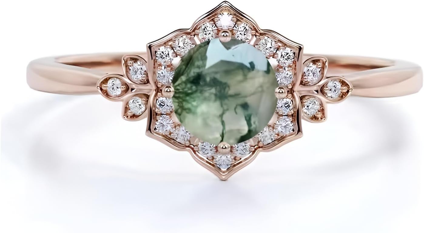 1CT Round Gemstone 10K 14K 18K Gold Engagement Rings for Women Birthstone Wedding Band for Her for Anniversary Valentine's Day Size 4-12 Free Engrave