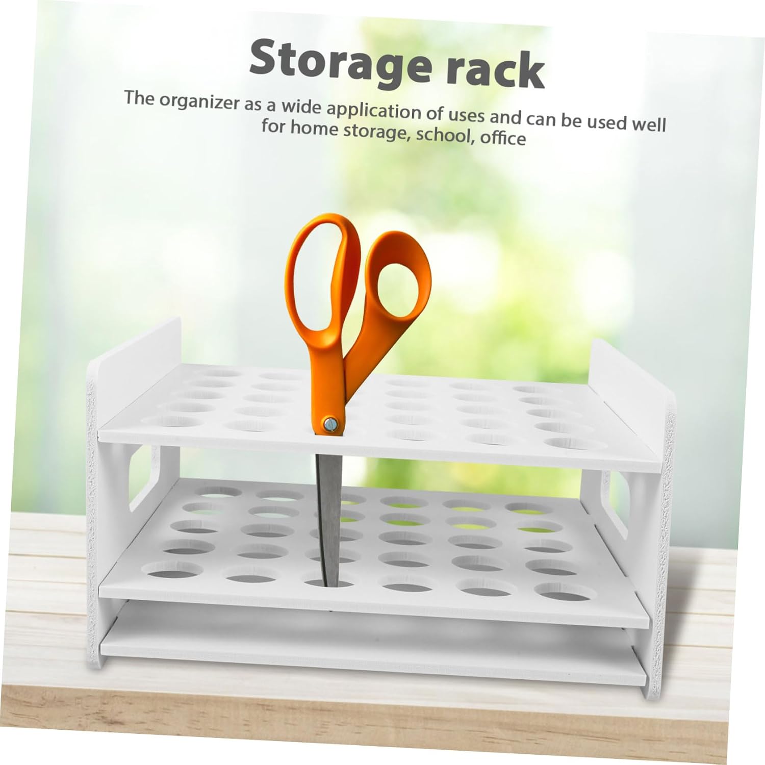 Scissors Storage Rack Wooden Desk Organizer for Classroom Office image 5