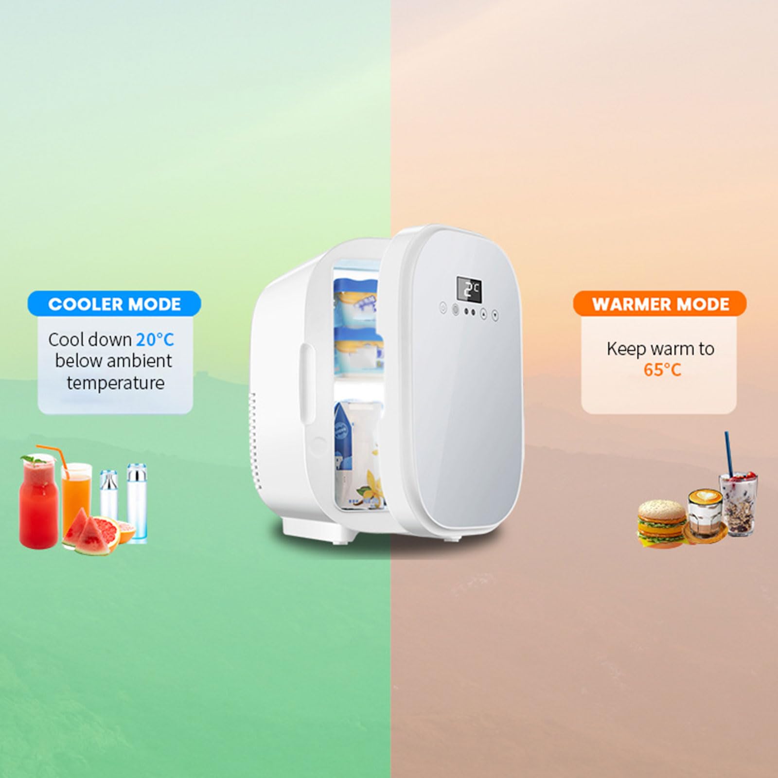 UNYQBFKM Mini Fridge for Bedroom, 6L Skincare Fridge Portable Cooler & Warmer with 110V/220V AC/12V DC Compact Small Refrigerator for Skin Care Cosmetic Beverages Drinks, Office, Car