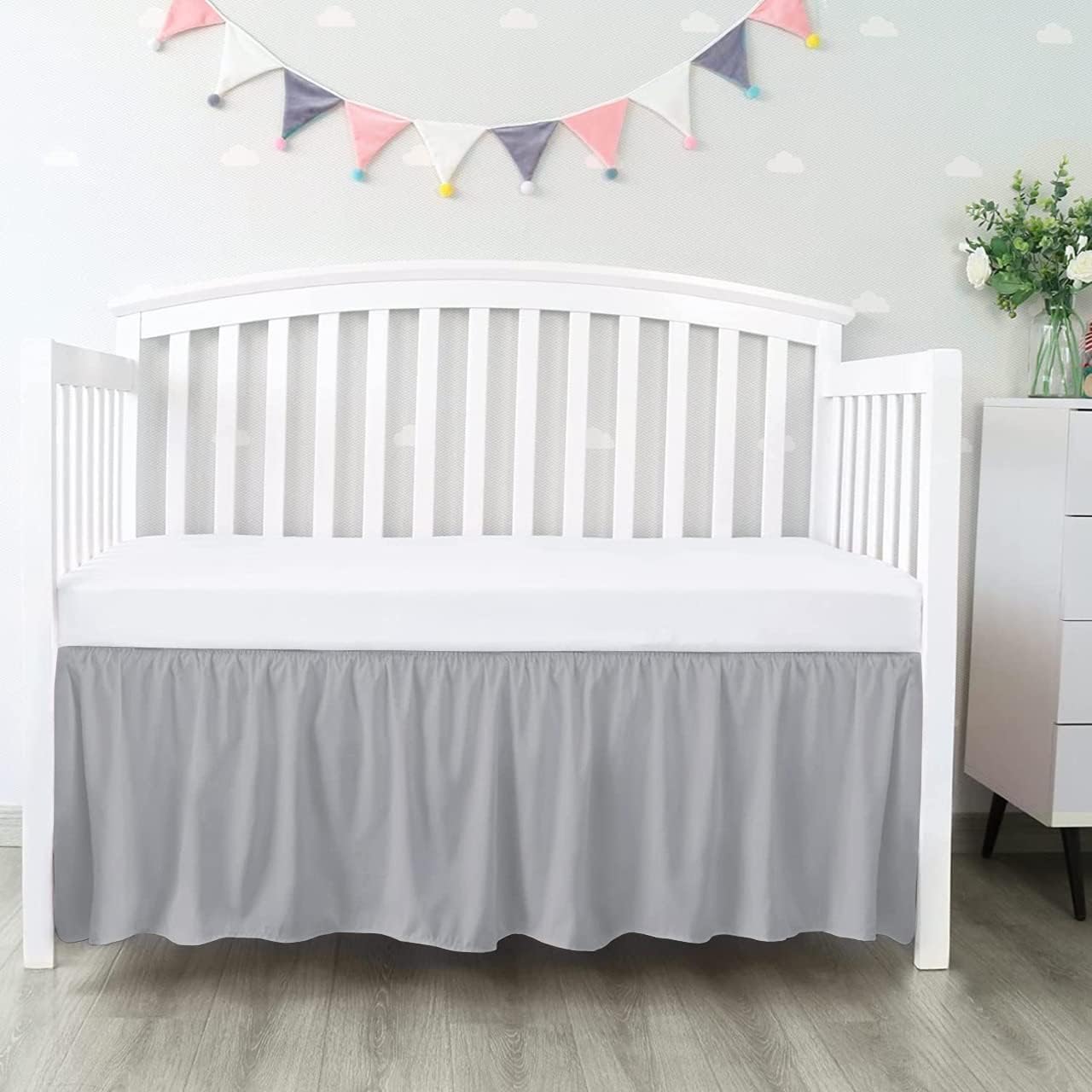 Dust Ruffle Crib Skirt, 100% Egyptian Cotton 800 Thread Count, Crib Size (28" x 52"+14") Inch Drop Toddler Bed Skirt for Baby Boys or Girls - Chocolate Solid