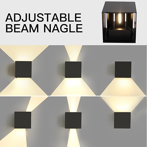 Miniatura 13 de Paquete de 4 lámparas de pared para exteriores de 12 W, para exteriores e interiores, apliques de pared LED negros modernos, IP65, impermeables, Luz