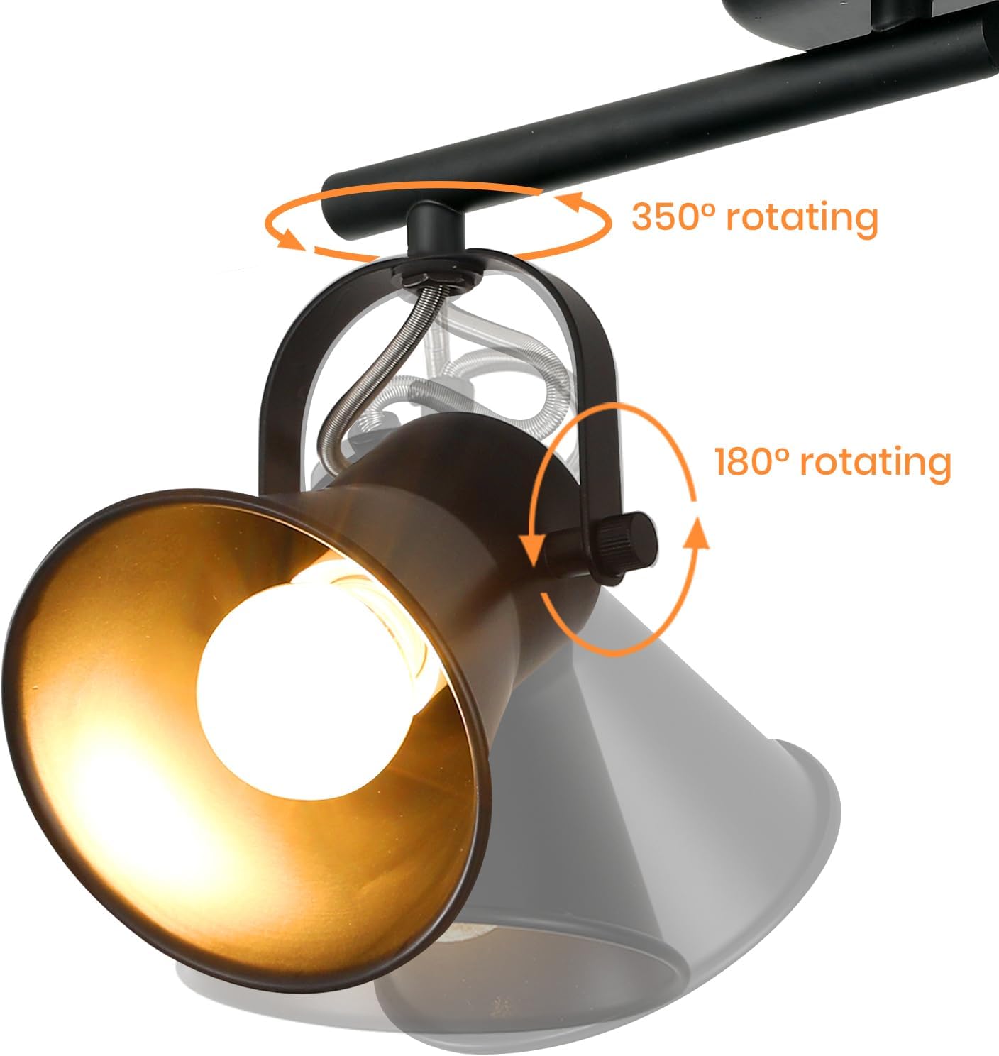 KEESFU 2-Light Track Lighting Kit,Black Semi Flush Mount Ceiling Light with 2 Rotatable Light Heads,Industrial Accent for Livingroom,Bathroom,Hallway,Art Wall,Bathroom,Kitchen.(2-Light)