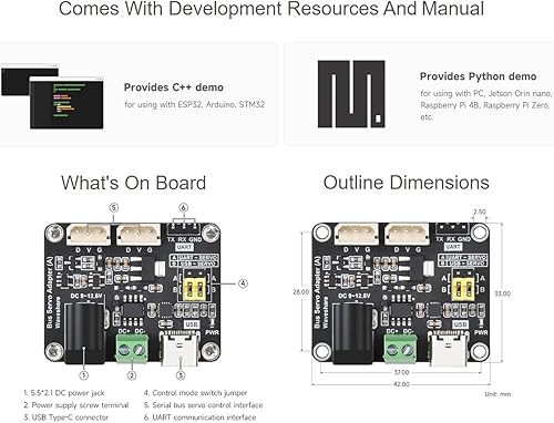 Miniatura 6 de Waveshare ST/SC Serial Bus Servo Driver Board - Soporta control UART y USB, potencias y controles de hasta 253 servos, 1.654 in x 1.299 in
