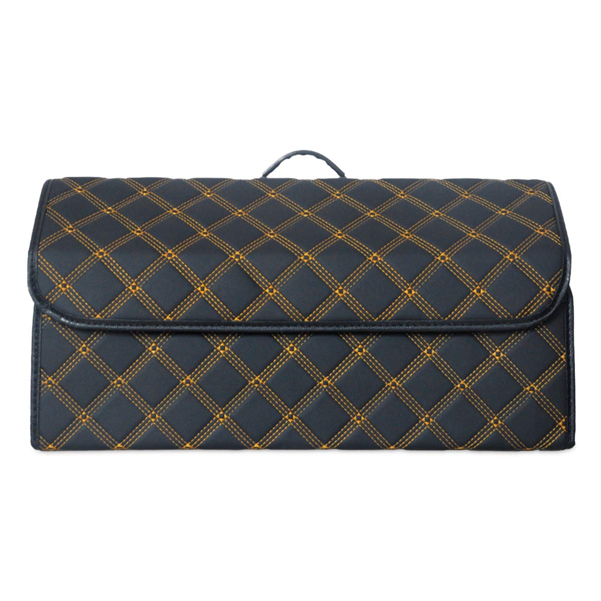 Ergocar Car Trunk Organizer Luxury Foldable Car Boot Tidy Storage Box Waterproof PU Car Boot Storage Organiser for Car/SUV/Truck/Auto (Upgrade Black-L)