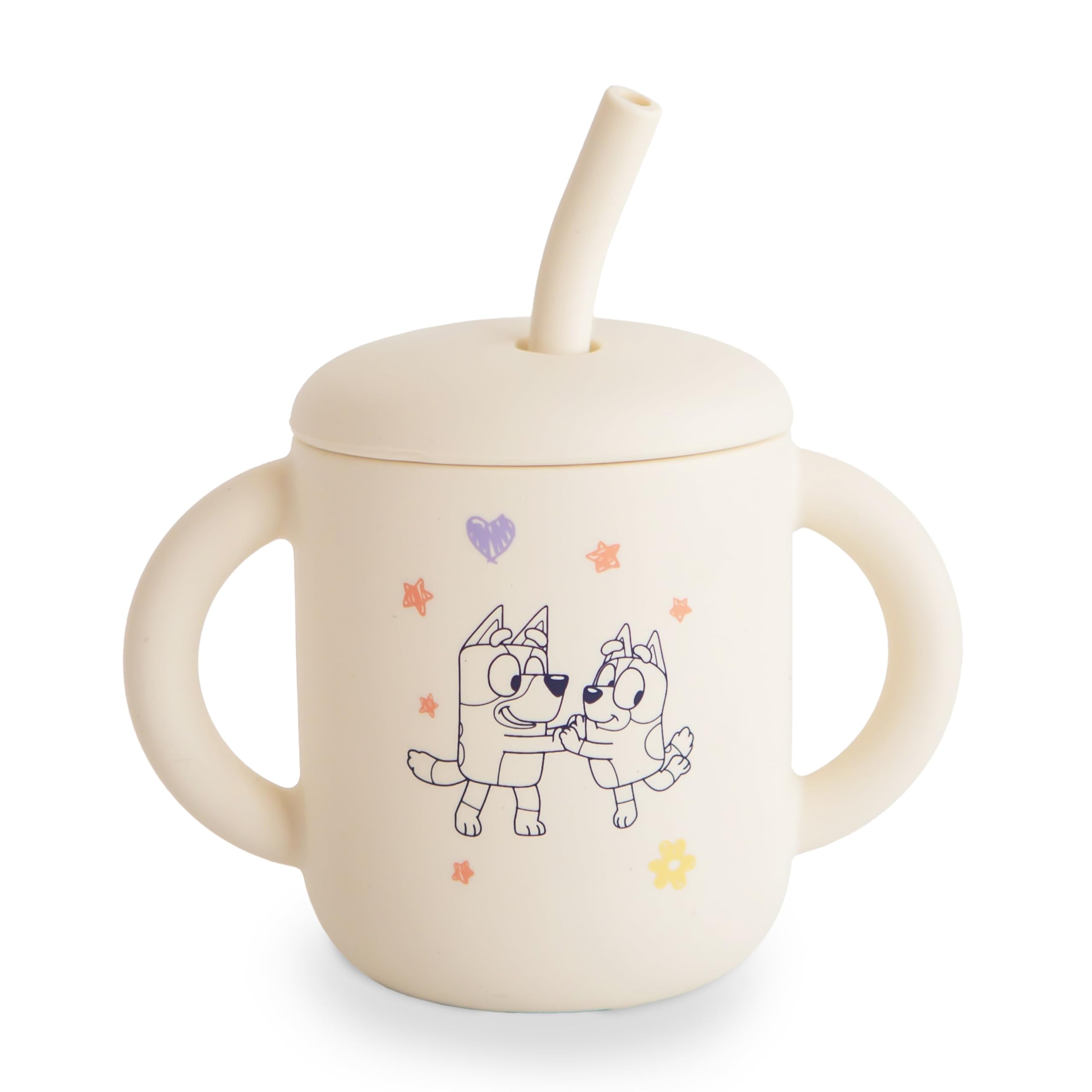 mushie x Bluey 100% Silicone Training Cup & Straw for Toddlers | 6 Months+ (Bluey Ivory)