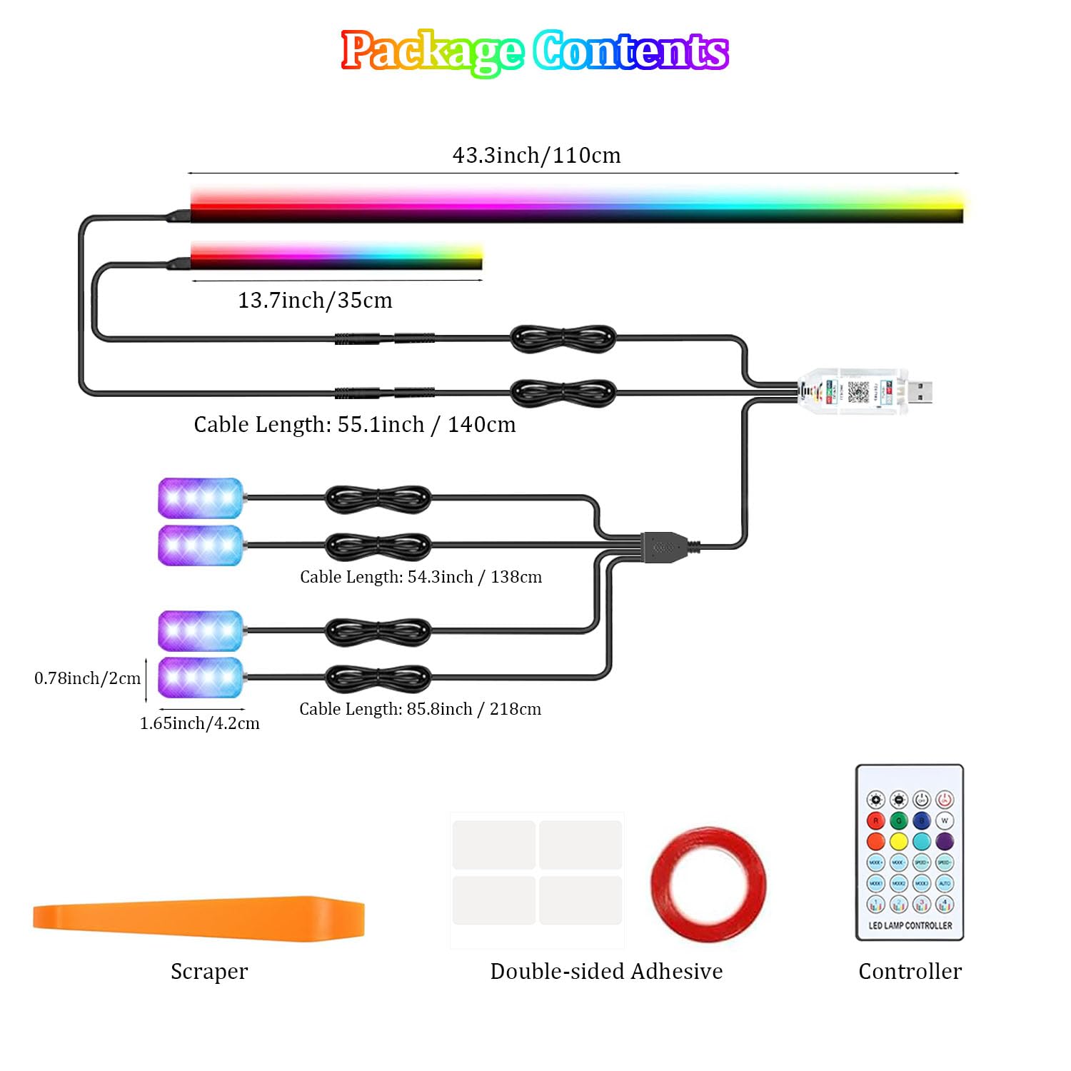 Luci LED per interni auto, Illuminazione ambientale per auto con controllo APP, Luci interne per auto RGB 6 in 1, Kit luci per atmosfera auto con sincronizzazione musicale Dynamic Dreamcolor Chasing