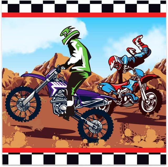 Vista 3 de CC HOME Servilletas de papel para cumpleaños de motocicleta, juego de vajilla desechable de motocross, suministros de fiesta, motocicleta, camión